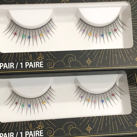 2pairs of mixed stones jeweled faux mink eyelashes new - Picture 2 of 10